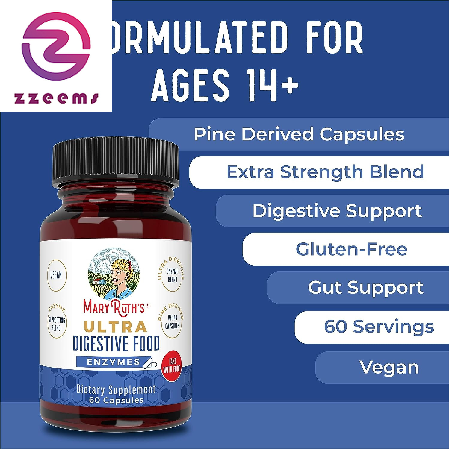 Ultra Digestive Enzymes Capsules | up to 2 Month Supply | Enzyme Supplement for