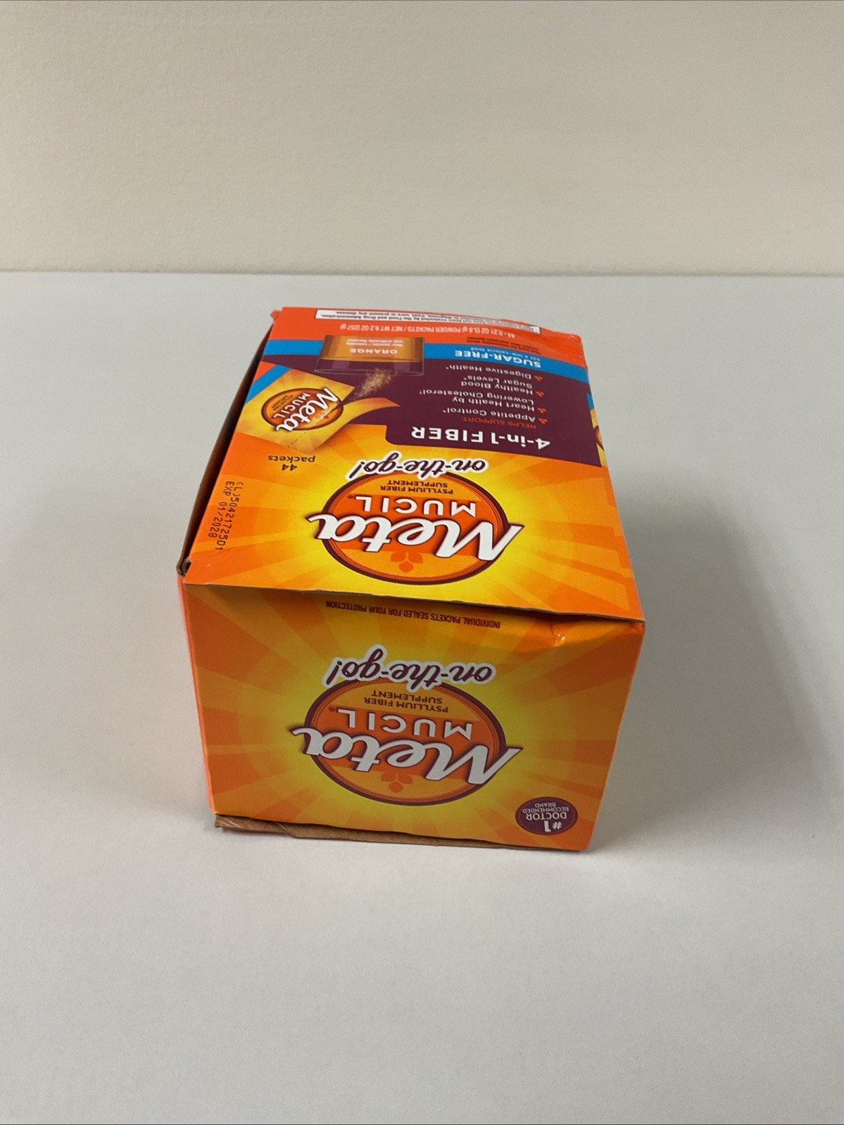 NEW Metamucil On-The-Go Packets, Sugar-Free, 44 Packets, Orange Flavored, G12