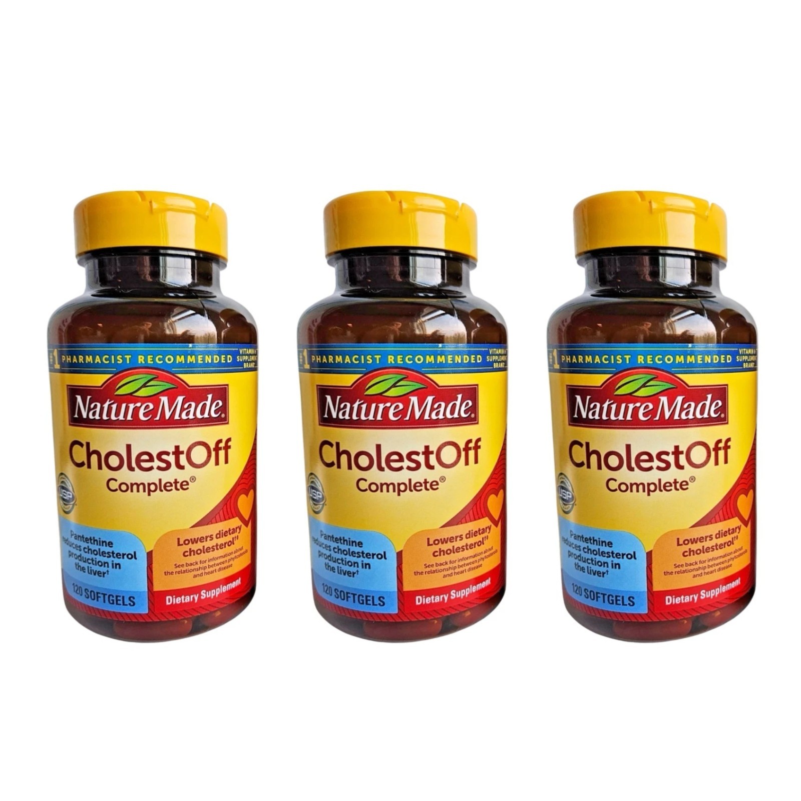 Nature Made CholestOff Complete Cholesterol Support 120 Softgels 02/26 Lot of 3