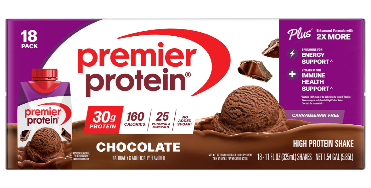 Premier Protein Chocolate Shake – 11 oz Bottles (18-Pack)