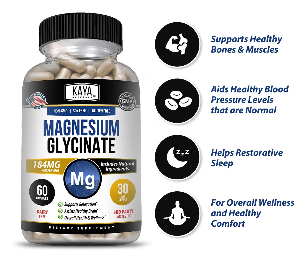 (2 Pack) Magnesium Glycinate RLS Sleep Aid, Anti Cramp, Joint & Bone Support