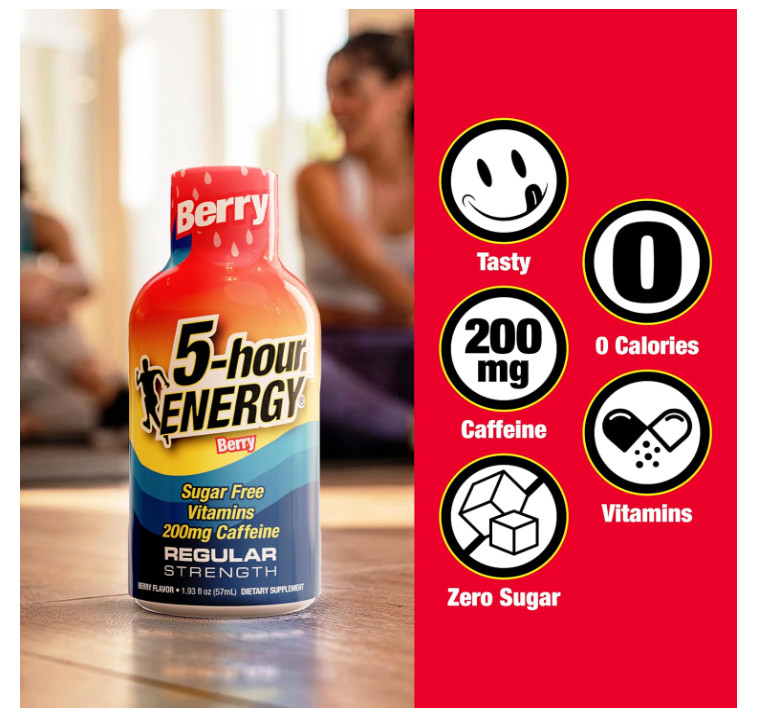 5 Hour Energy Berry 20 Pack 1.93oz Energy Shot Sugar Free Zero Calorie