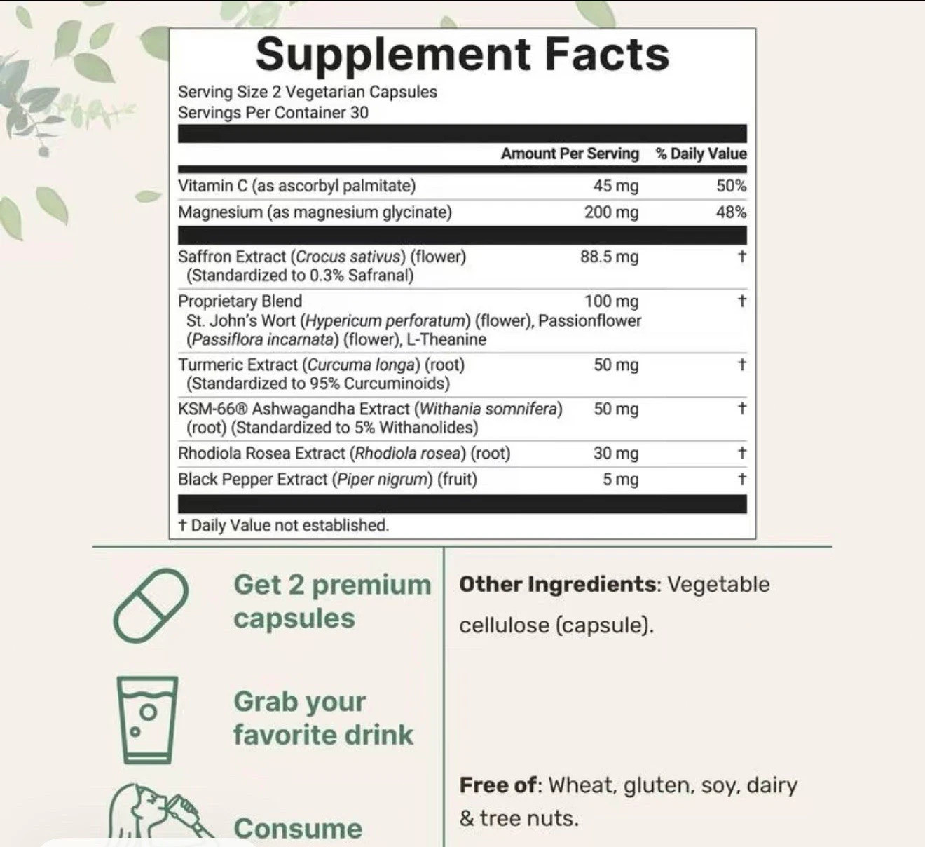 US Saffron Extract Advanced Supplements 60 Veggie Capsule Supplement Pills