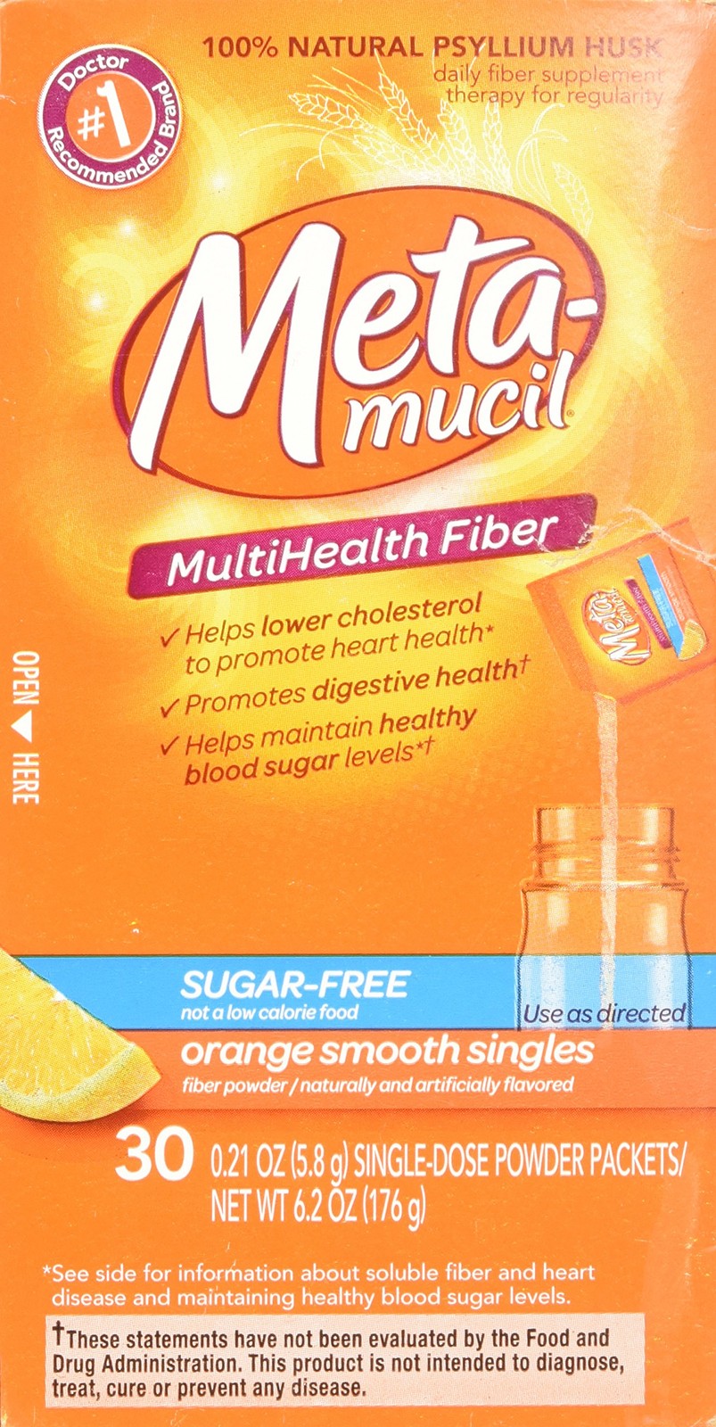 Metamucil Fiber Singles Smooth Texture Sugar Free 0.21 ounce (Pack of 30)
