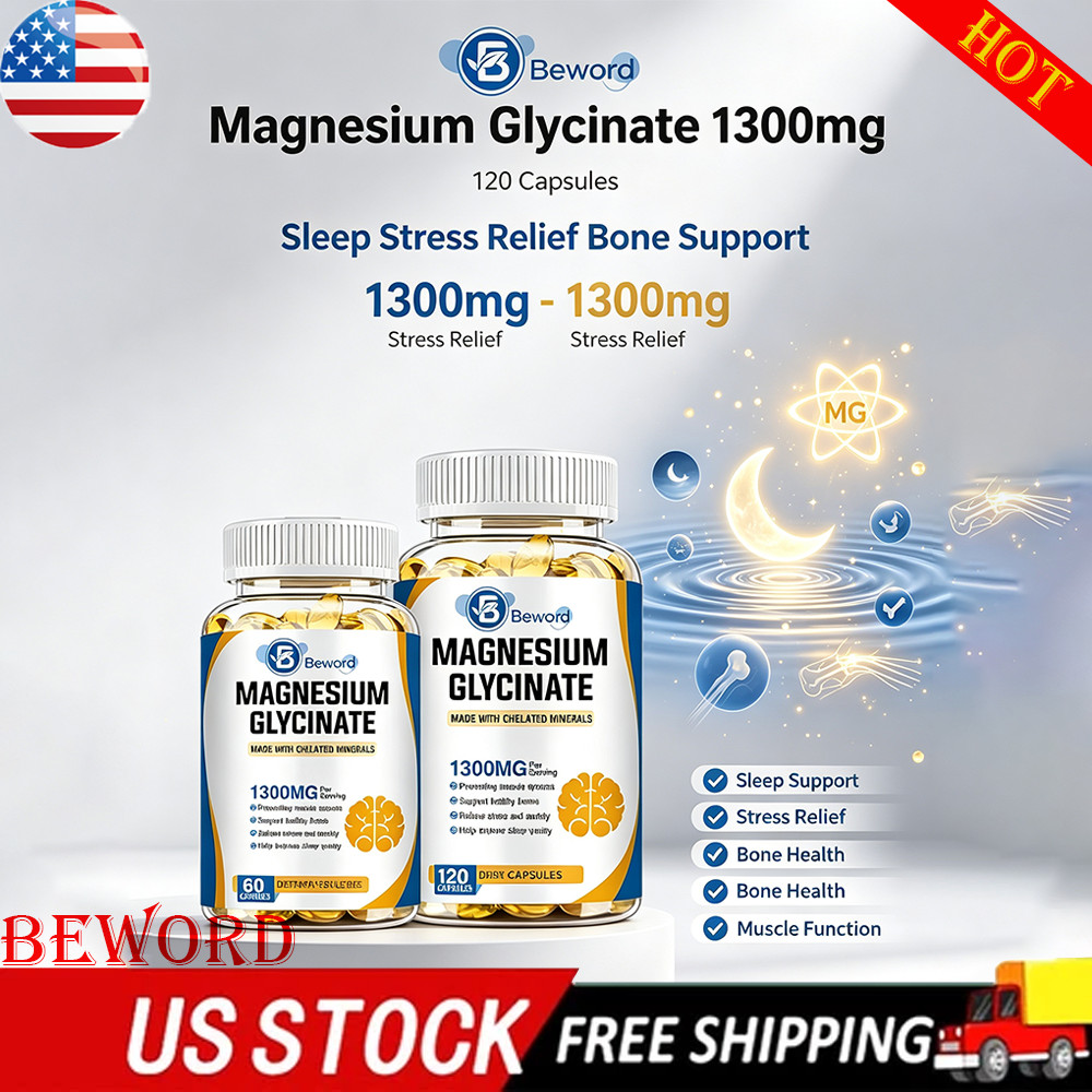1300mg Magnesium Glycinate Supports Relaxation, Calm Mood & Healthy Sleep Cycle