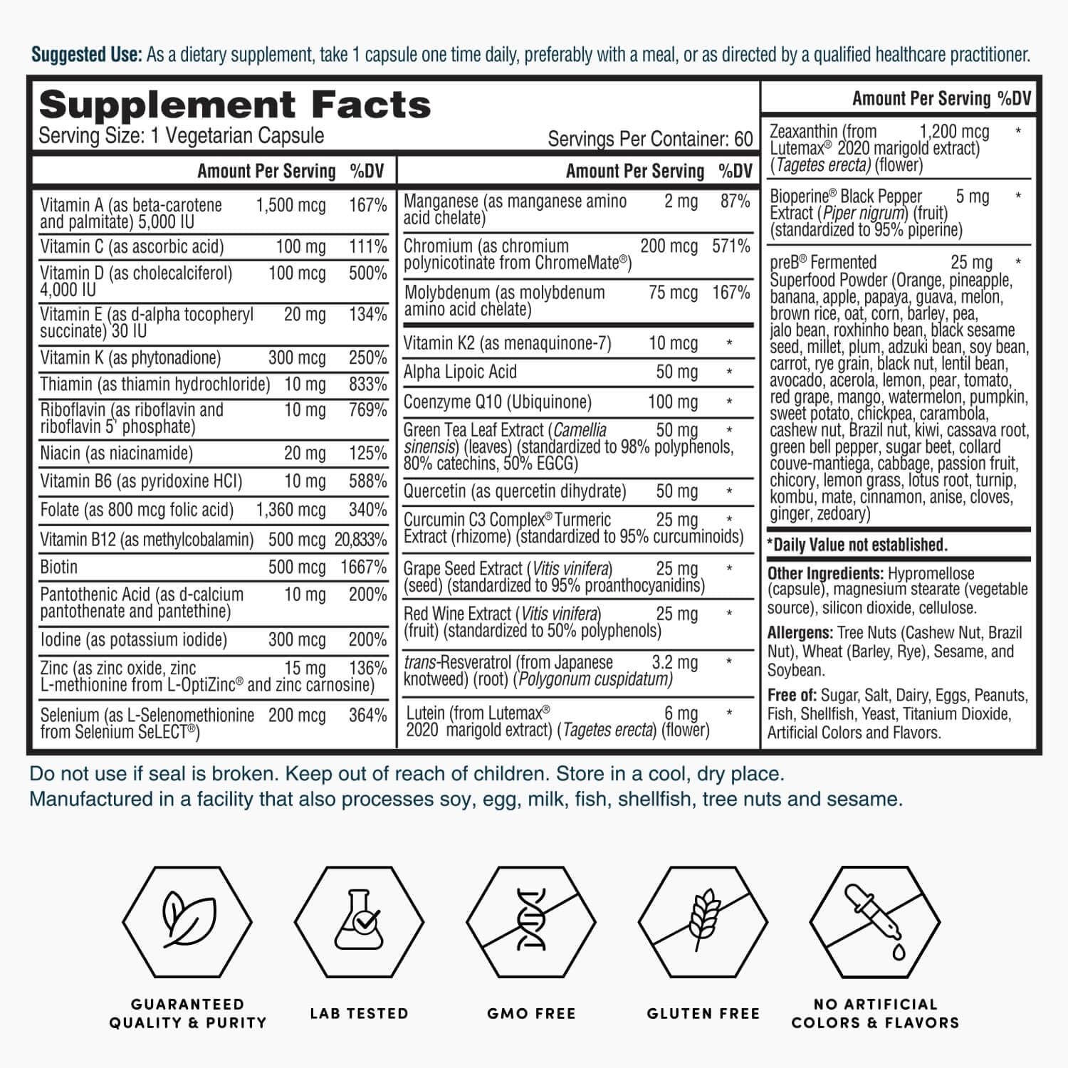 Gold One Daily Multivitamin – Contains 19 Essential Vitamins & Minerals inclu…