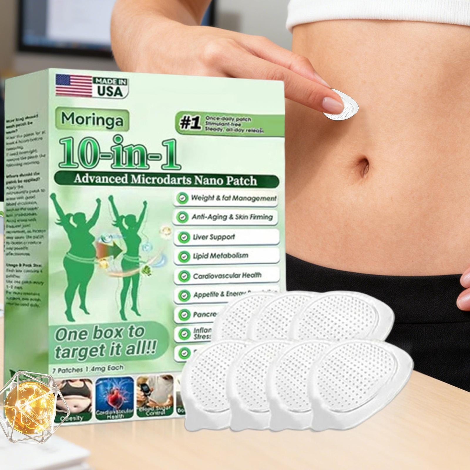 Moringa 10-IN-1 Nano Advanced Microneedle Patch Slimming – 7pcs/box (1-5 BOX)