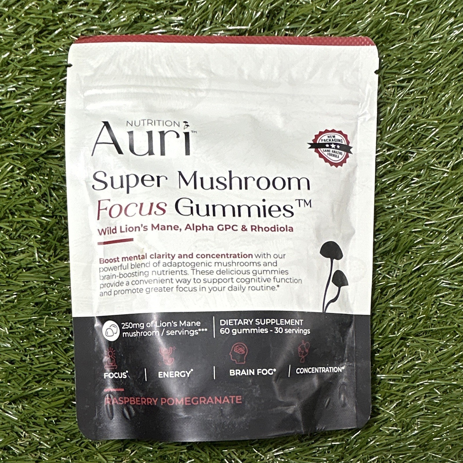 Auri Nutrition Super Mushroom Focus Gummies Lion’s Mane Alpha-GPC Rhodiola 60