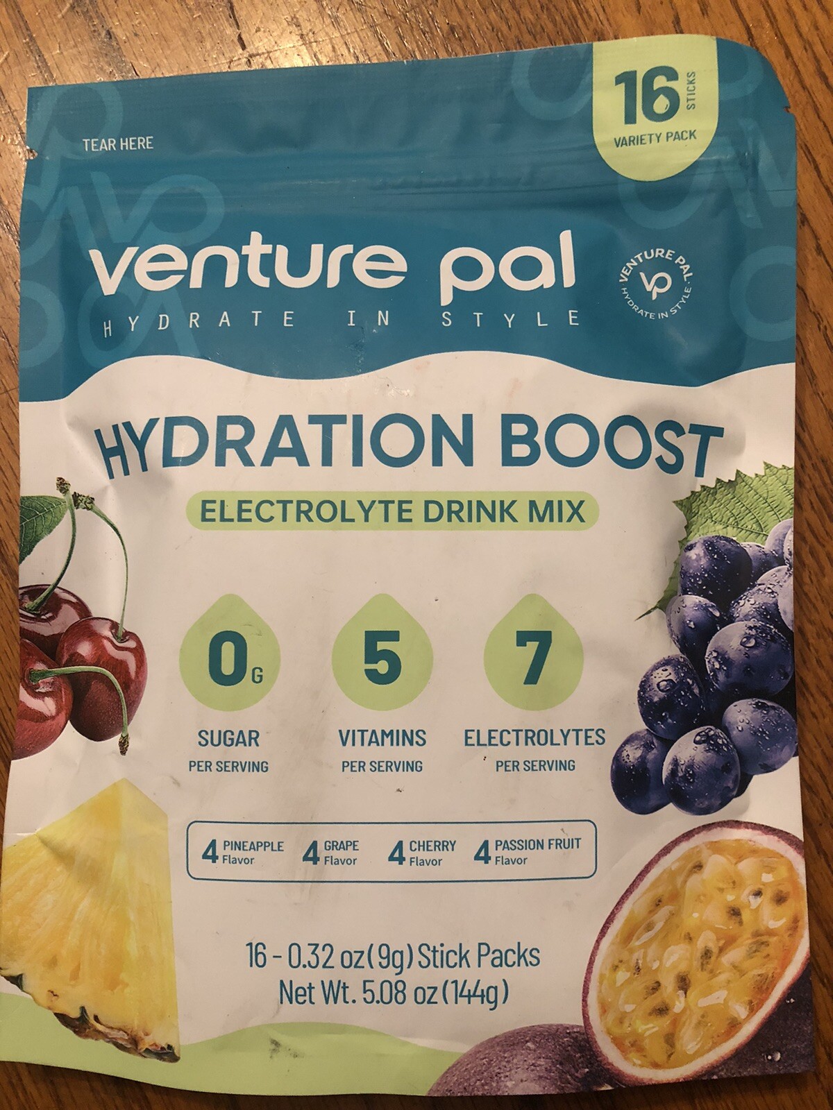 16 Ct Venture Electrolyte Powder Packets Cherry-pineapple-grape