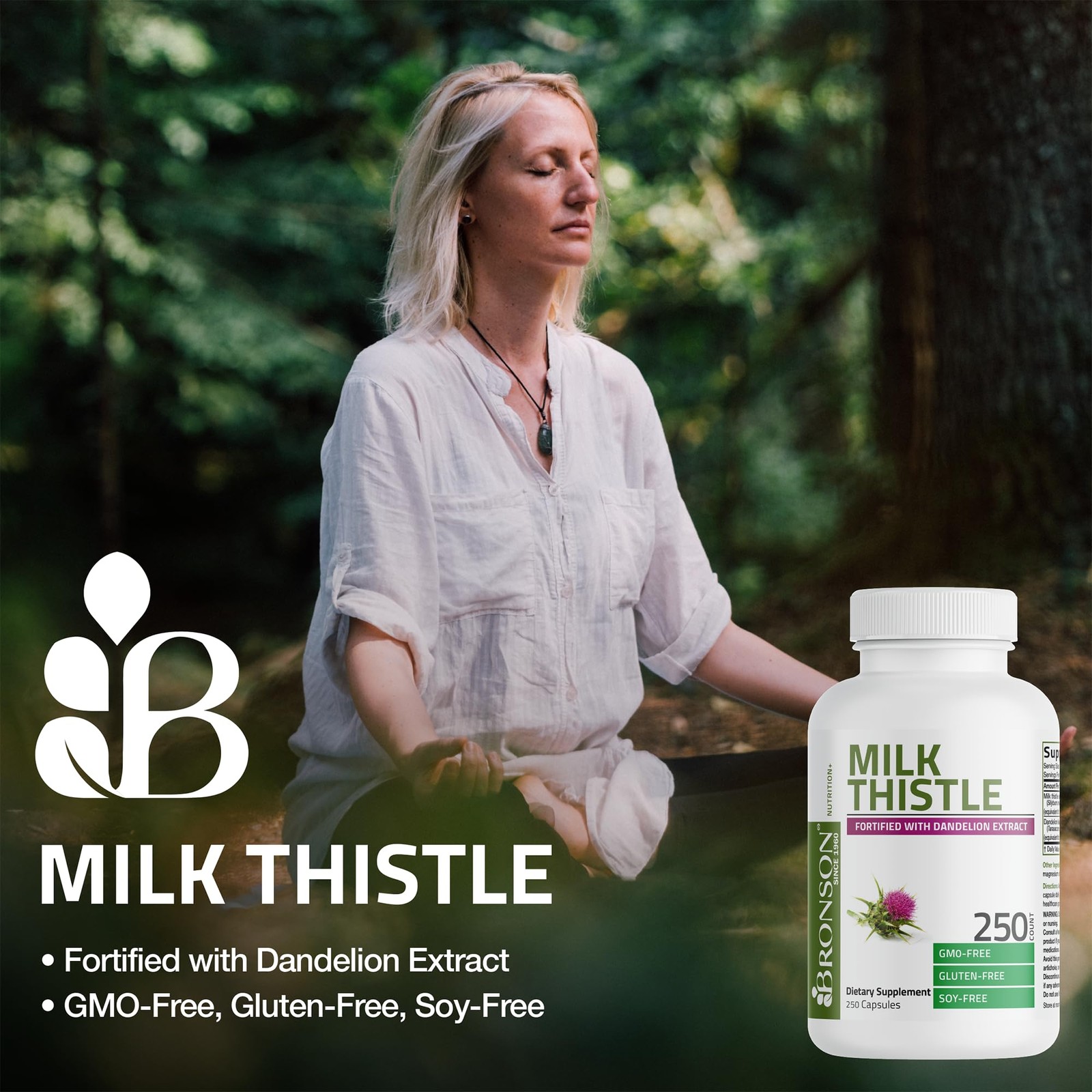 Bronson Milk Thistle Silymarin Marianum & Dandelion 360 Count (Pack of 1)