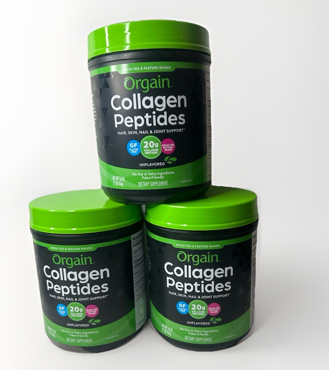 3 Units Orgain Unflavored Collagen Peptide Protein – 16 oz (2156602) Exp 09/27