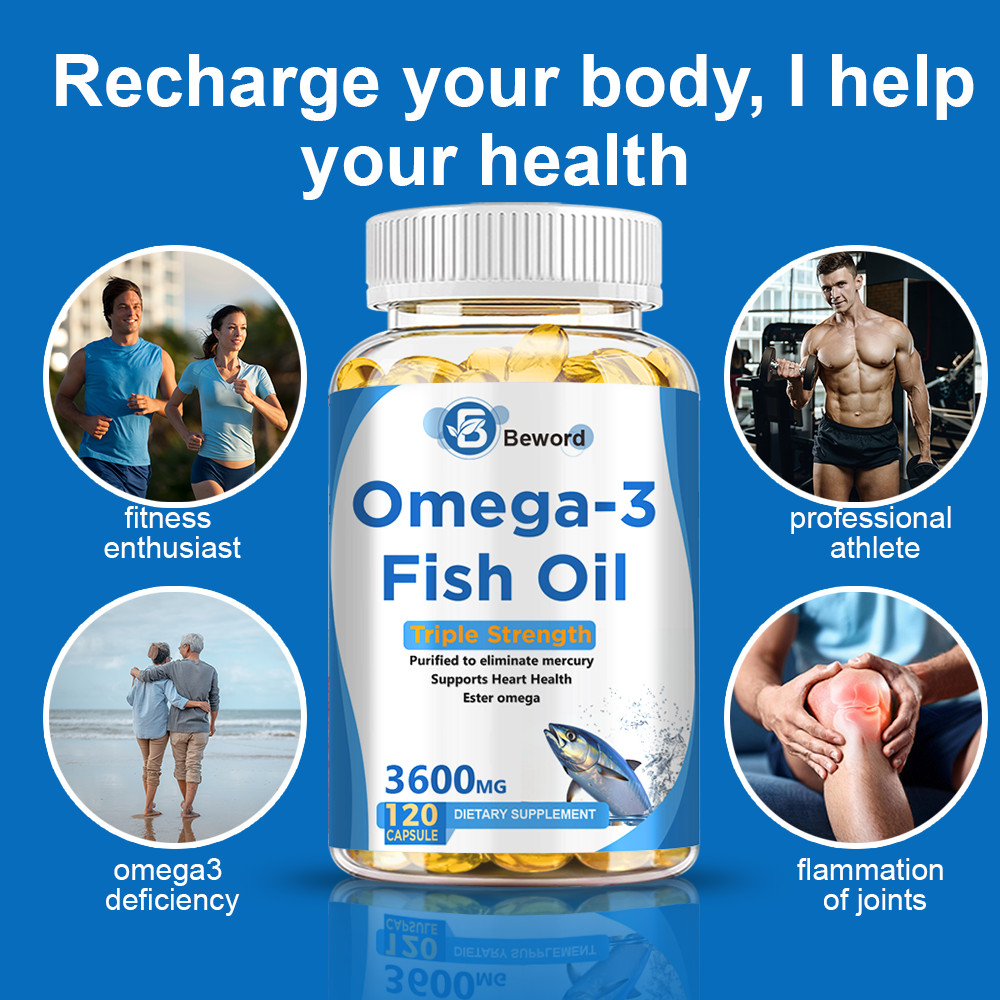 3600mg Omega 3 Fish Oil Capsules 3x Strength EPA & DHA, Highest Potency 120Pills