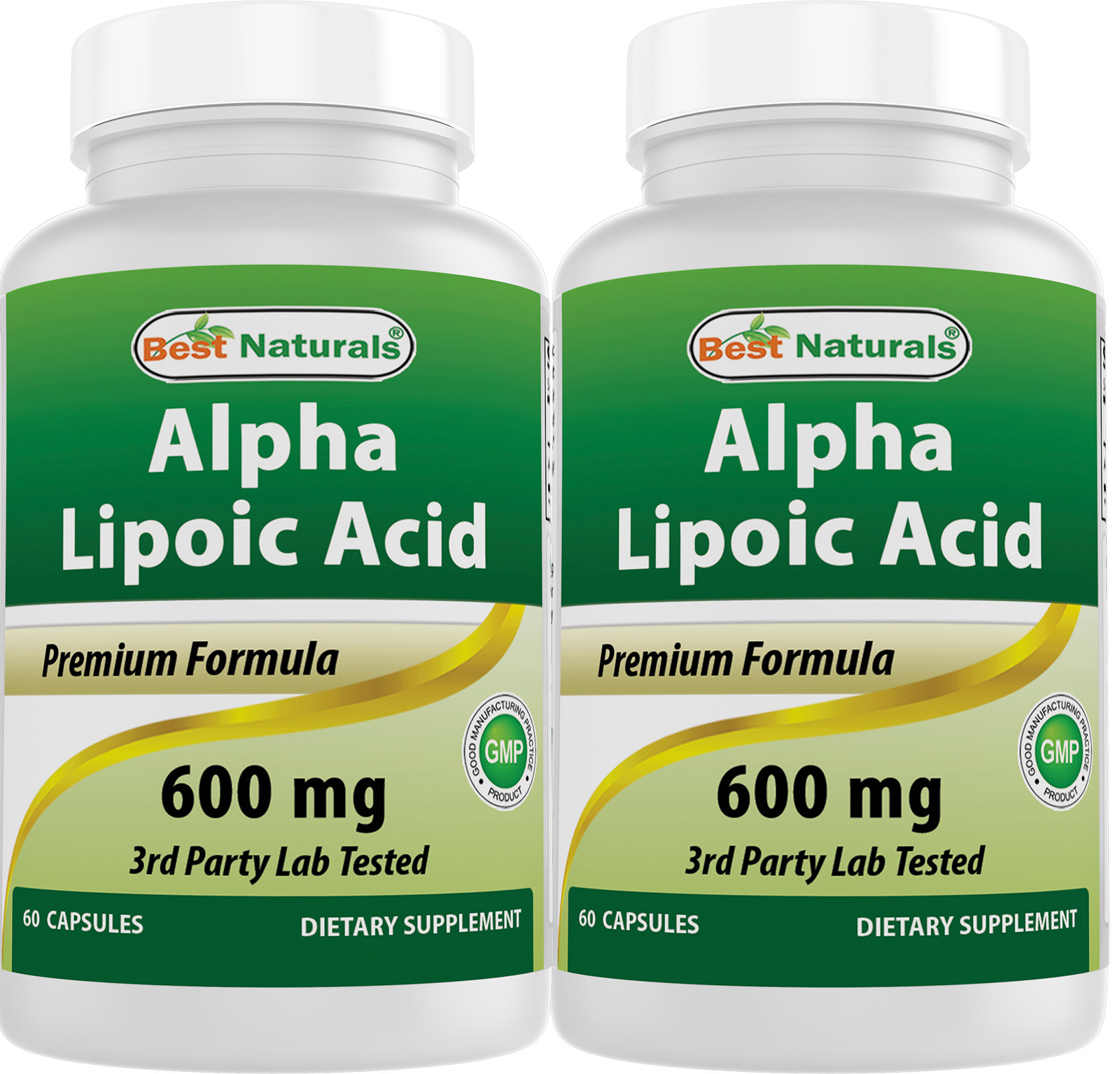 2 Pack Best Naturals alpha lipoic acid 600 mg 60 capsules- ALA Antioxidants