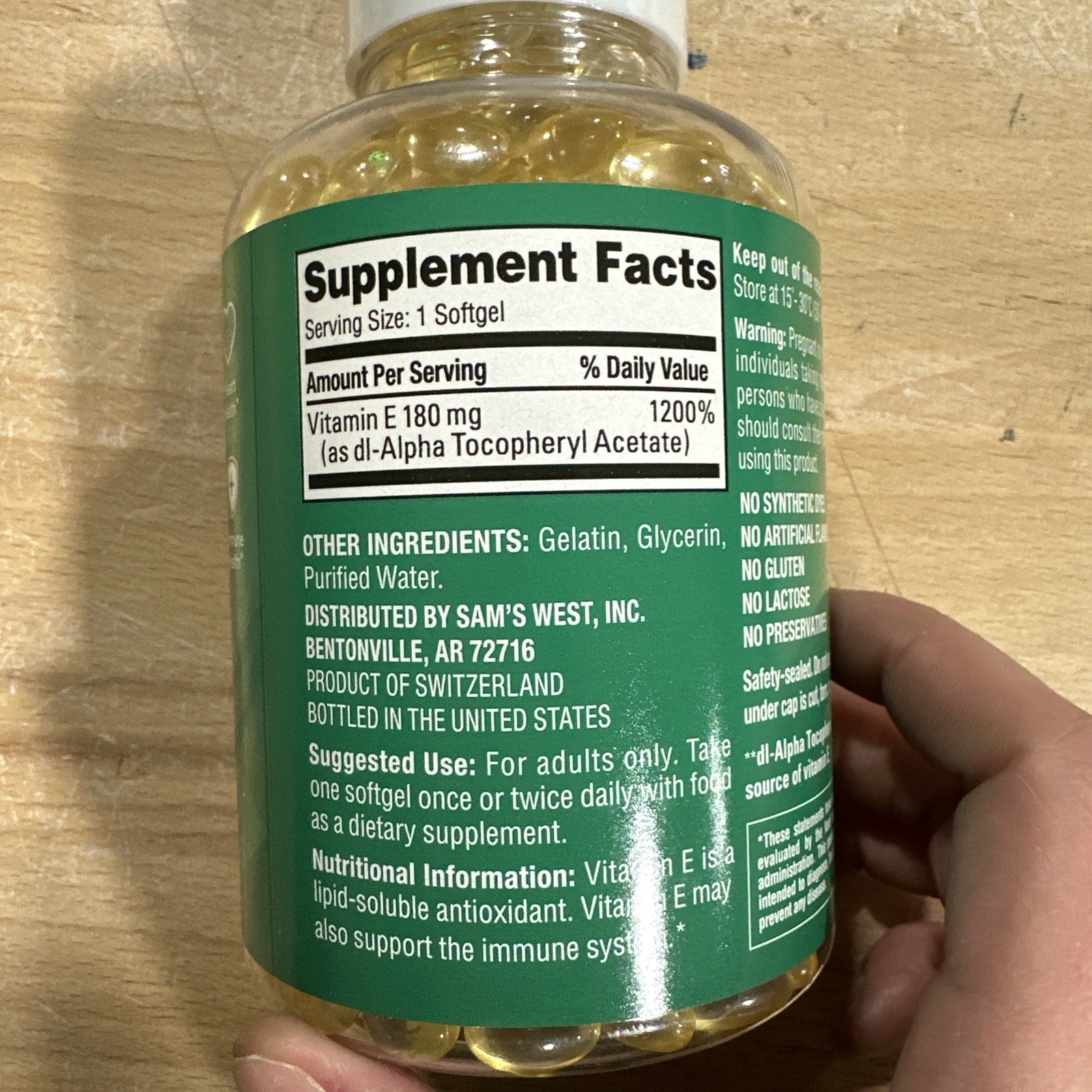 Member’s Mark Vitamin E Softgels 180 mg 500 Ct EXP 08/2027