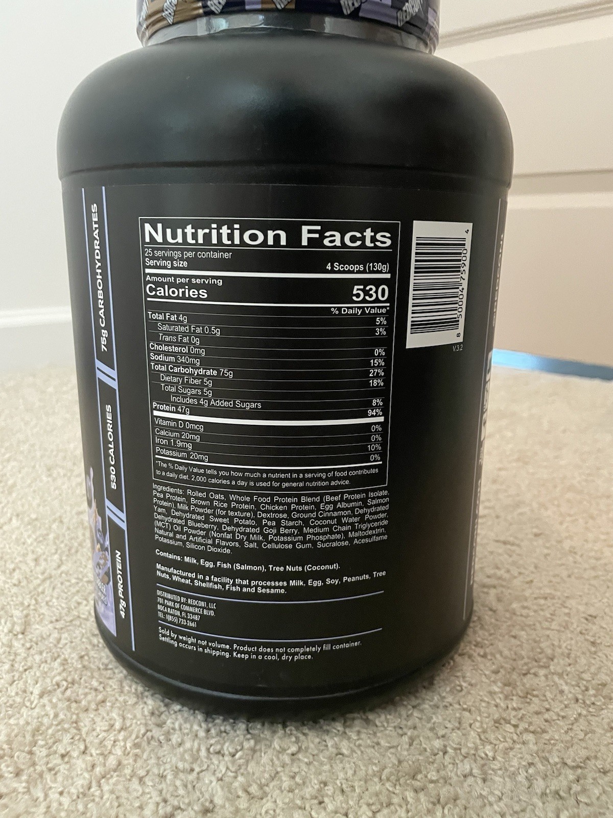 Red Con One MRE Blueberry Cobbler Meal Replacement Protein 7lbs Exp 04/2028