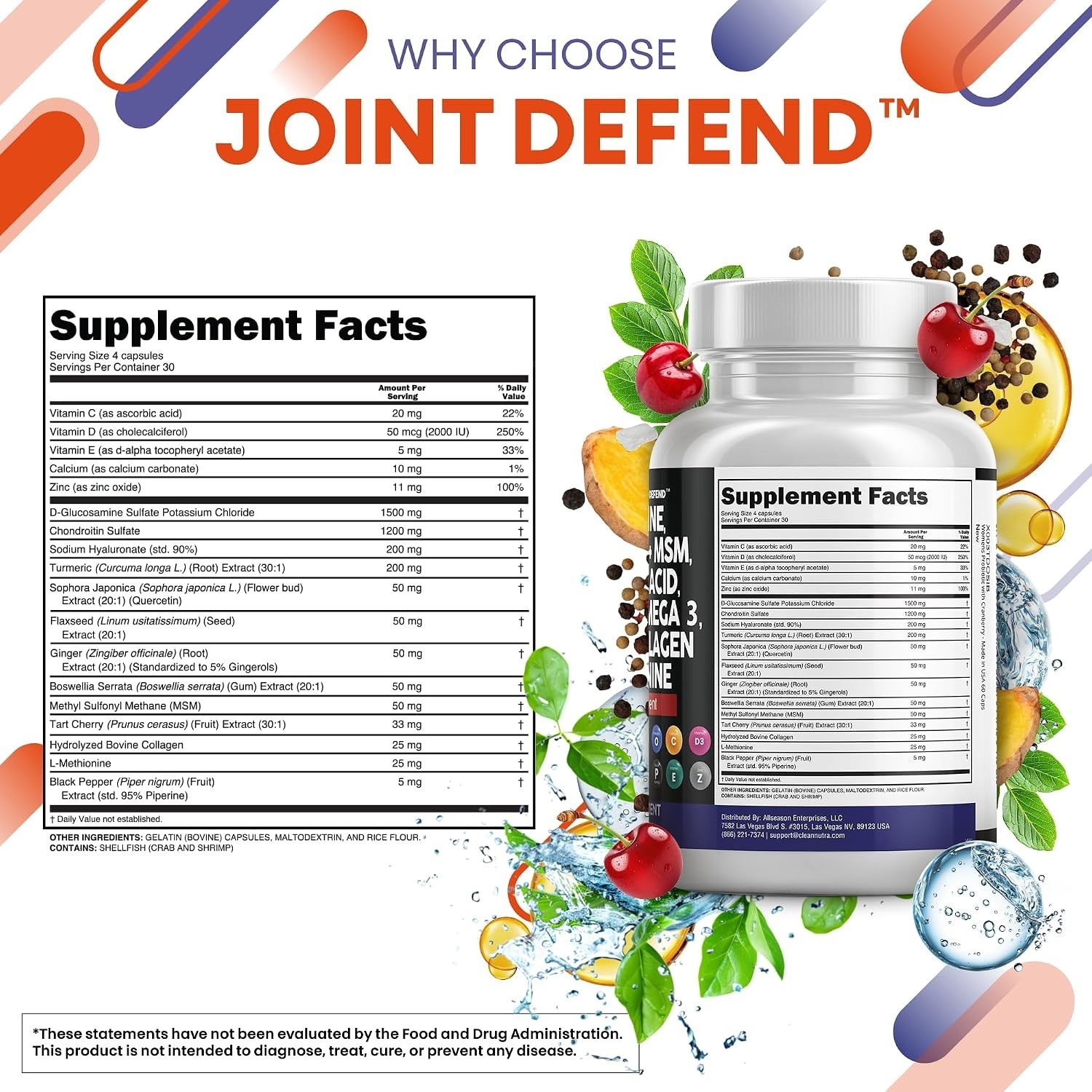 Clean Nutraceuticals Glucosamine Chondroitin MSM 1500mg with Turmeric 2 Pack!