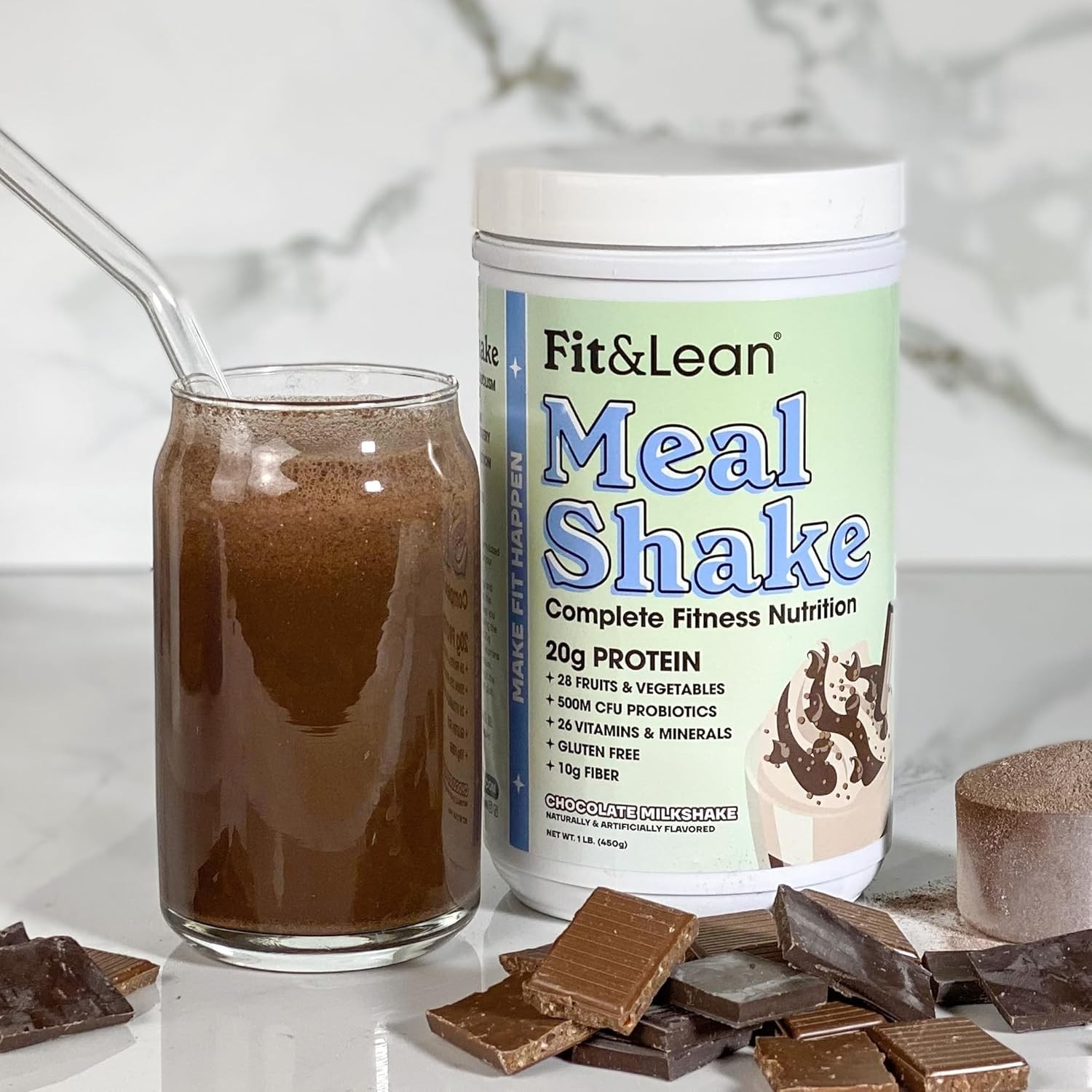 All-Natural Chocolate Meal Replacement Shake with Probiotics, 10 Servings