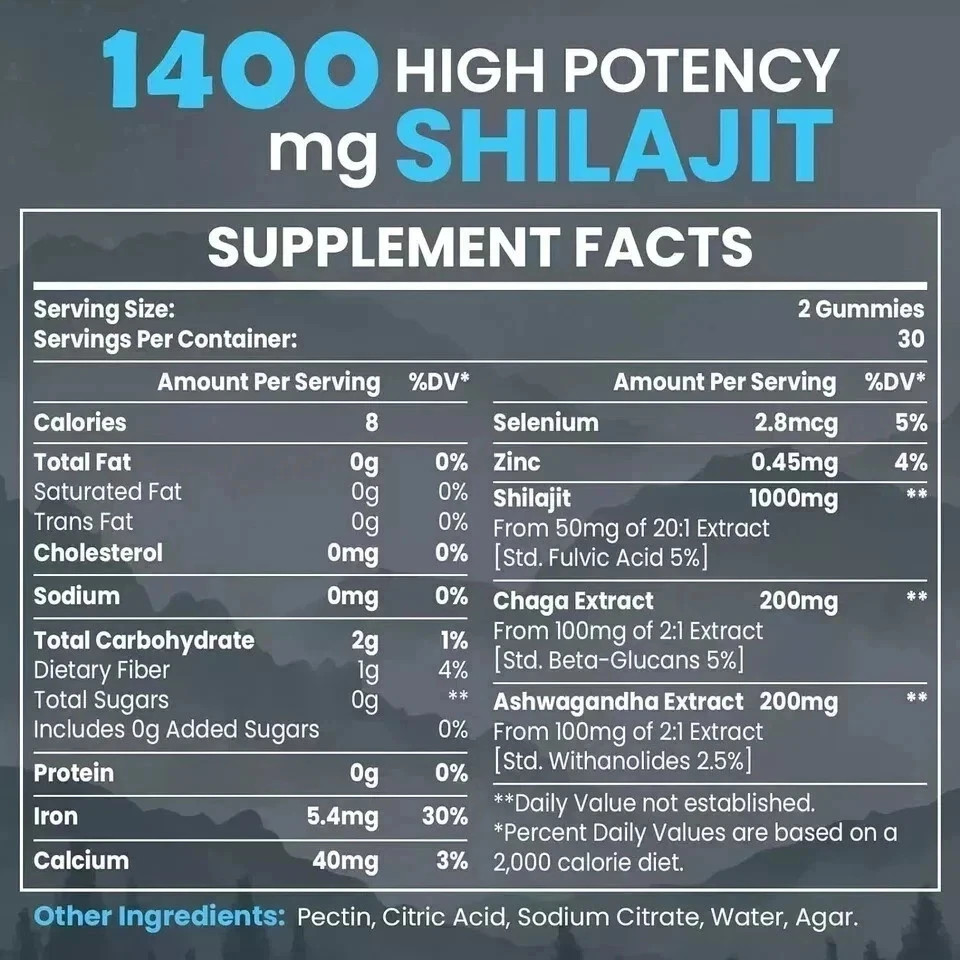 SHILAJIT + ASHWAGANDHA GUMMIES Potent Antioxidant Immune Support Overall Health.