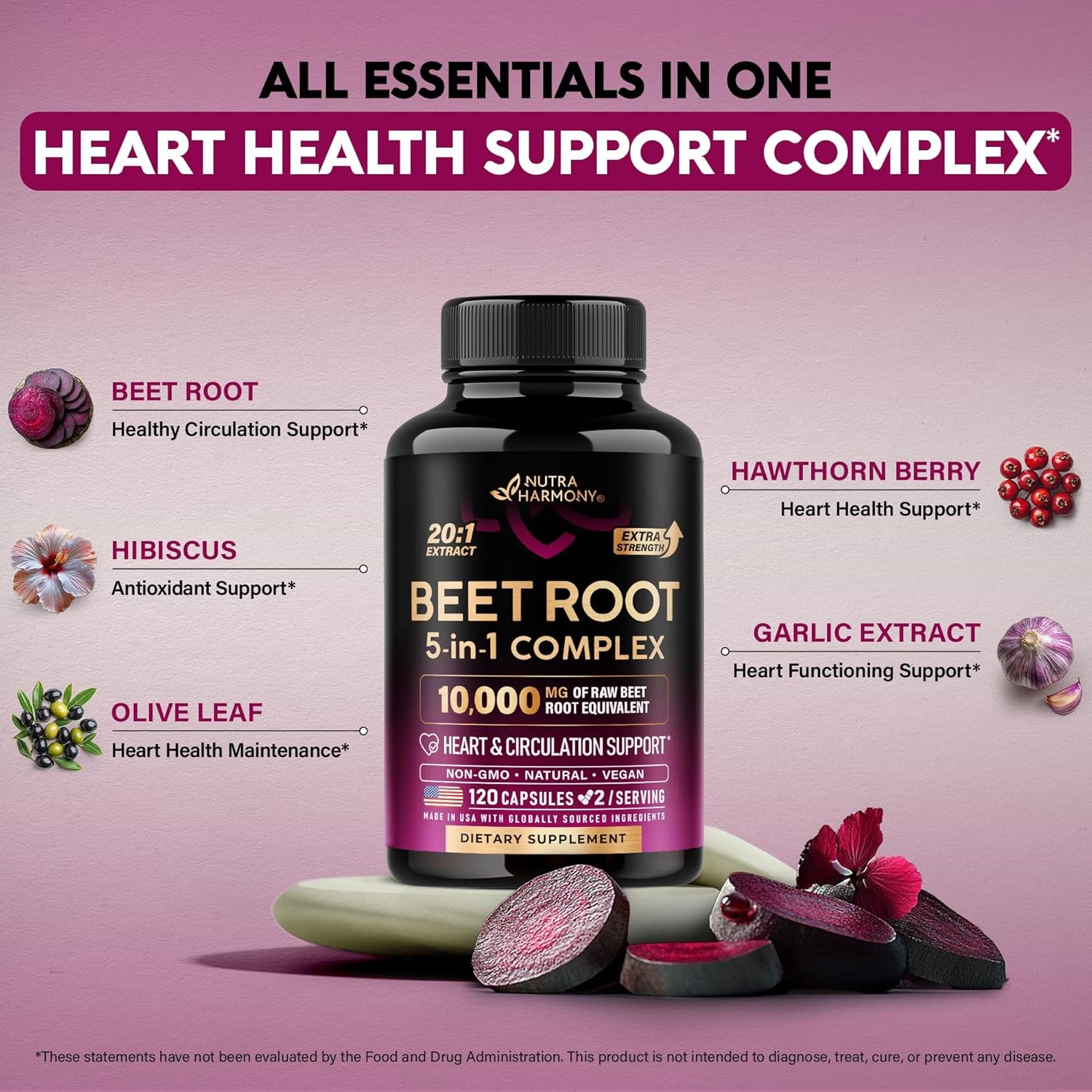Beet Root Capsules – Healthy Blood Pressure Support Supplement** for Heart & Cir