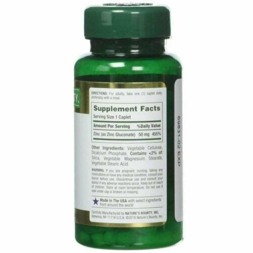 Nature’s Bounty Zinc Antioxidant and Immune Function Supports 50 mg 100 Count