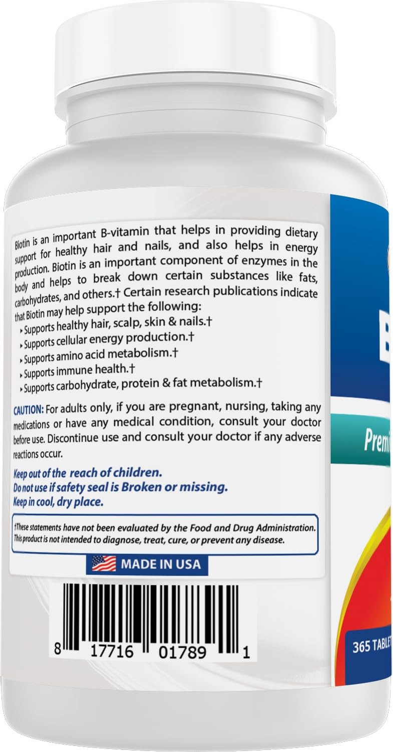 Best Naturals Biotin (Also Called Vitamin B7), 10,000 365 Count (Pack of 1)
