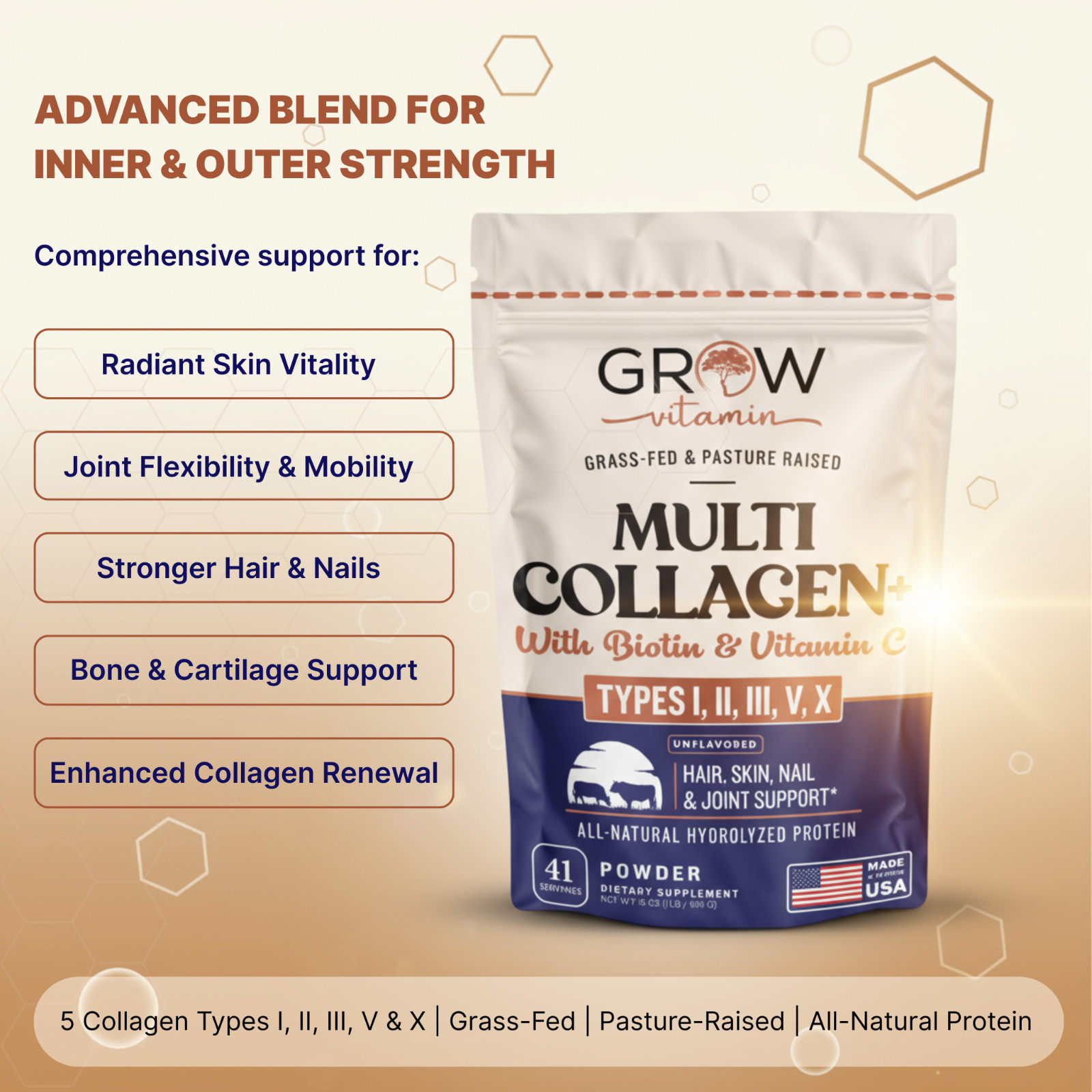 Live Conscious Collagen Peptides Hair, Skin, Nail & Joint Support – 41 SERVINGS
