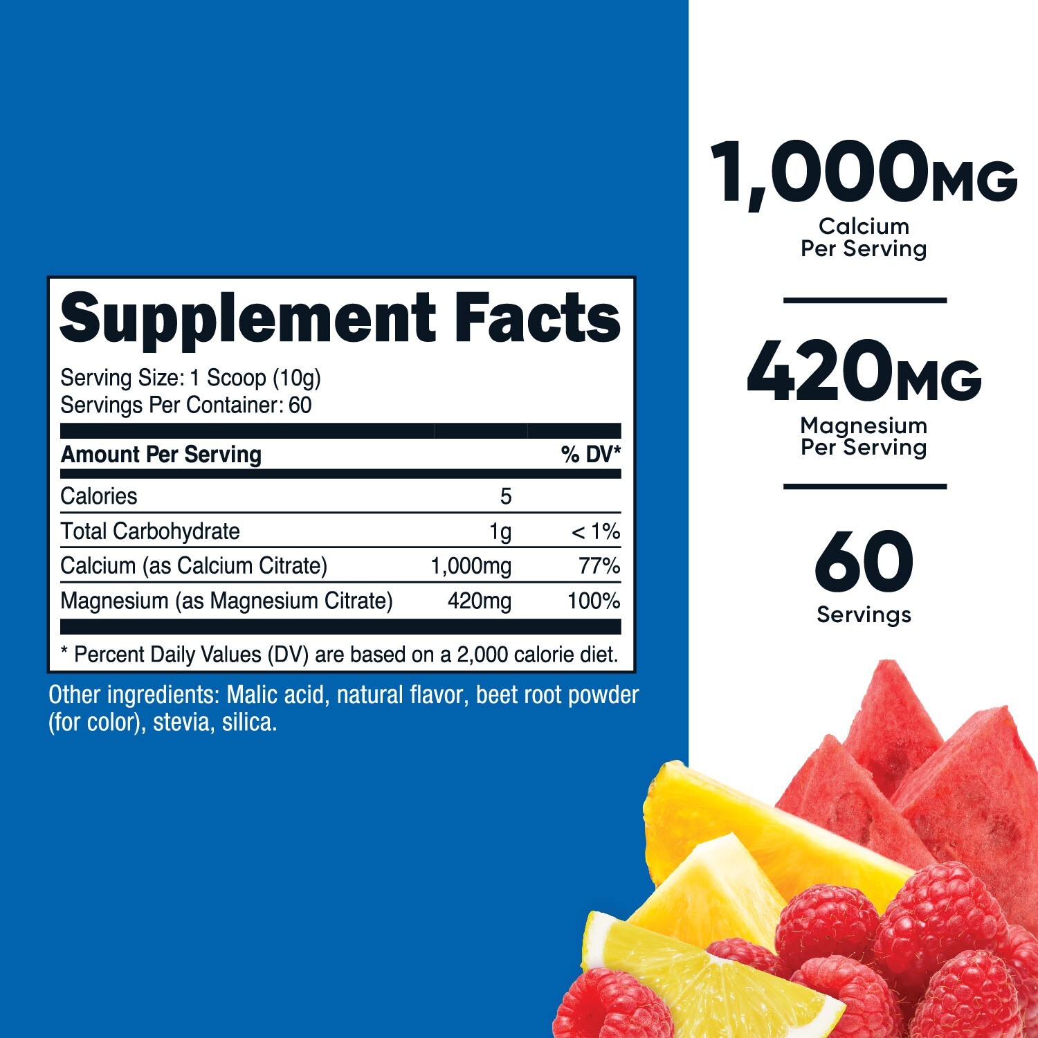 Nutricost Calcium Magnesium Powder (Fruit Punch, 60 Servings) – Non-GMO