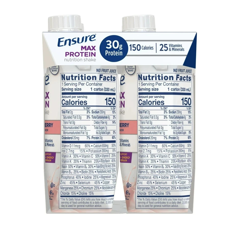 Ensure Max Protein shake 30g protein creamy Strawberry 11 fl oz 4 Pack…..