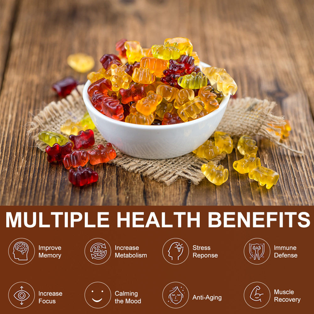 Mushroom Extract Complex Gummies Lions Mane Chaga Reishi Focus Memory Immunity