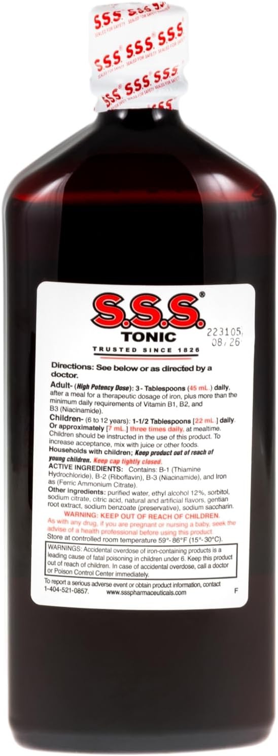 S.S.S. Tonic High Potency Iron Supplement with B1 B2 B3 Vitamins 20 fl oz