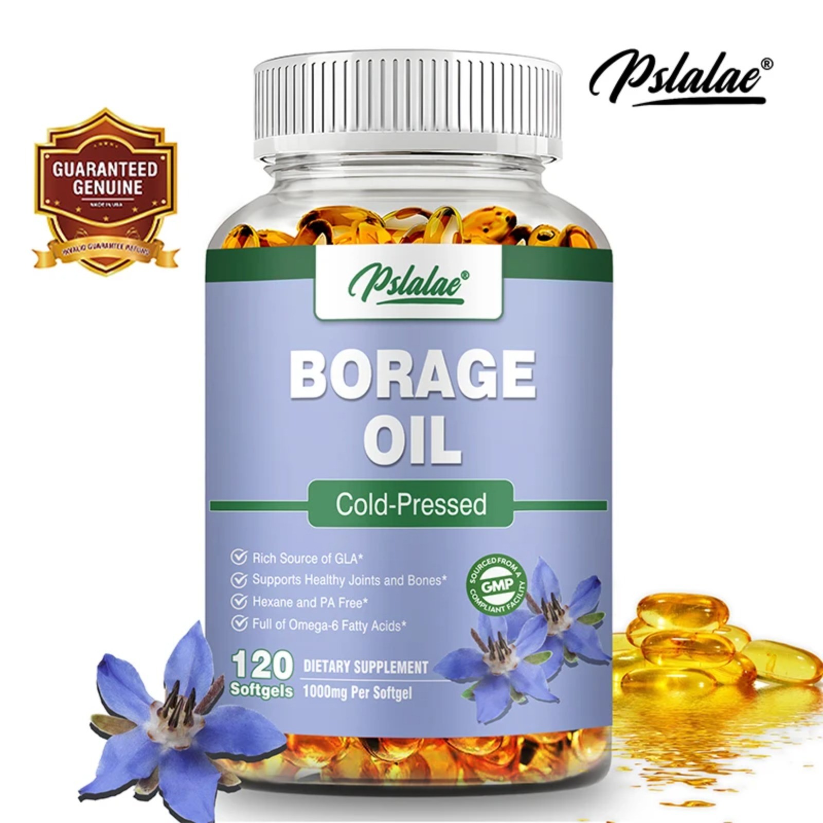 Borage Oil 120pcs – Skin, Joint and Bone Health, Relieves Cellular Stress