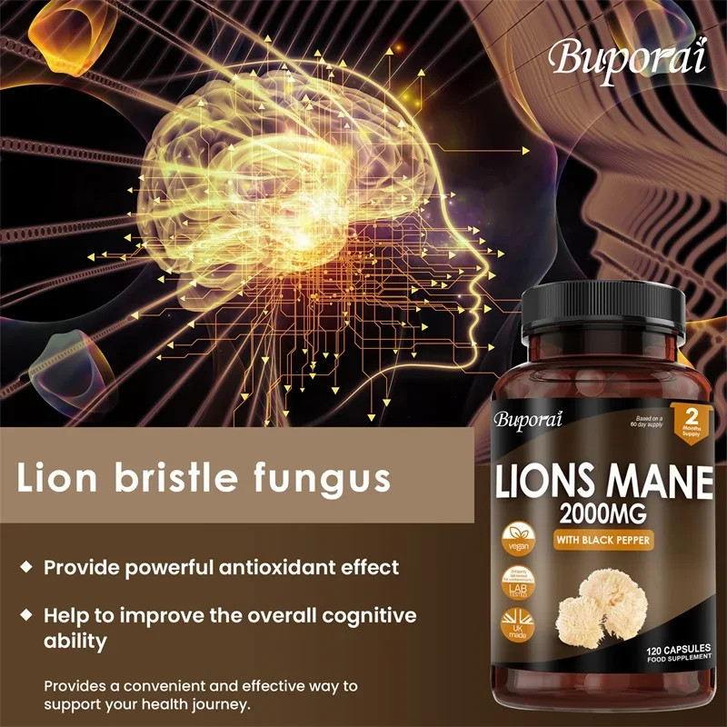 Lion’s Mane 2000mg 240pcs,For Memory & Focus,Support Brain Nervous System Health