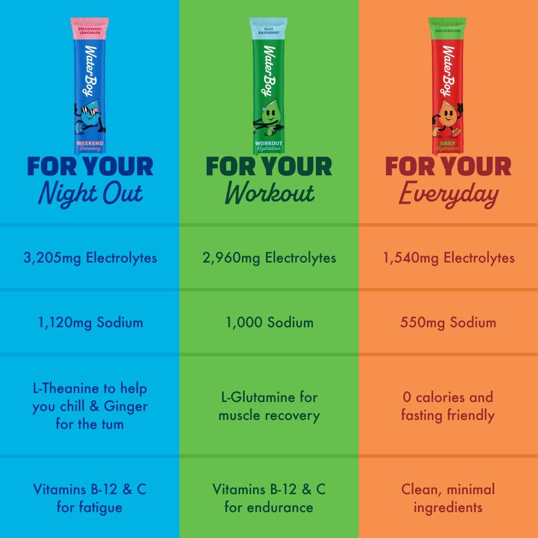 WaterBoy Daily Hydration, Strawberry Lemonade, Sugar Free Electrolytes Powde…