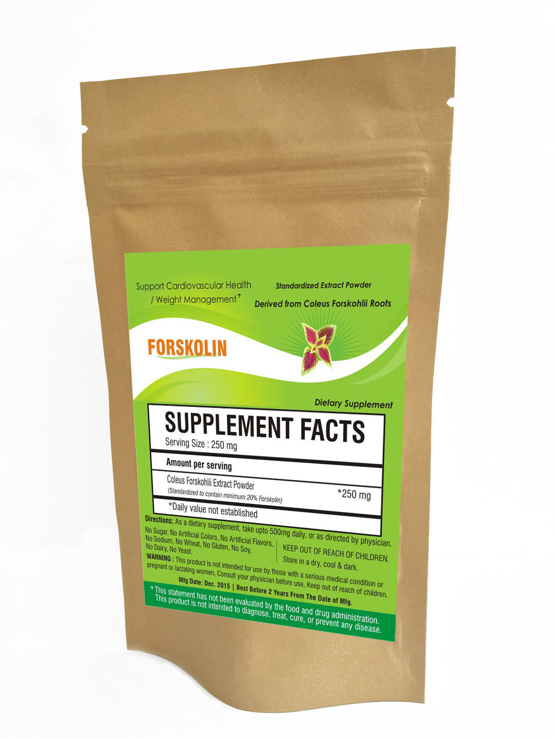 PURE Forskolin Extract Powder 20% Coleus Forskohlii Weight Loss Supplement