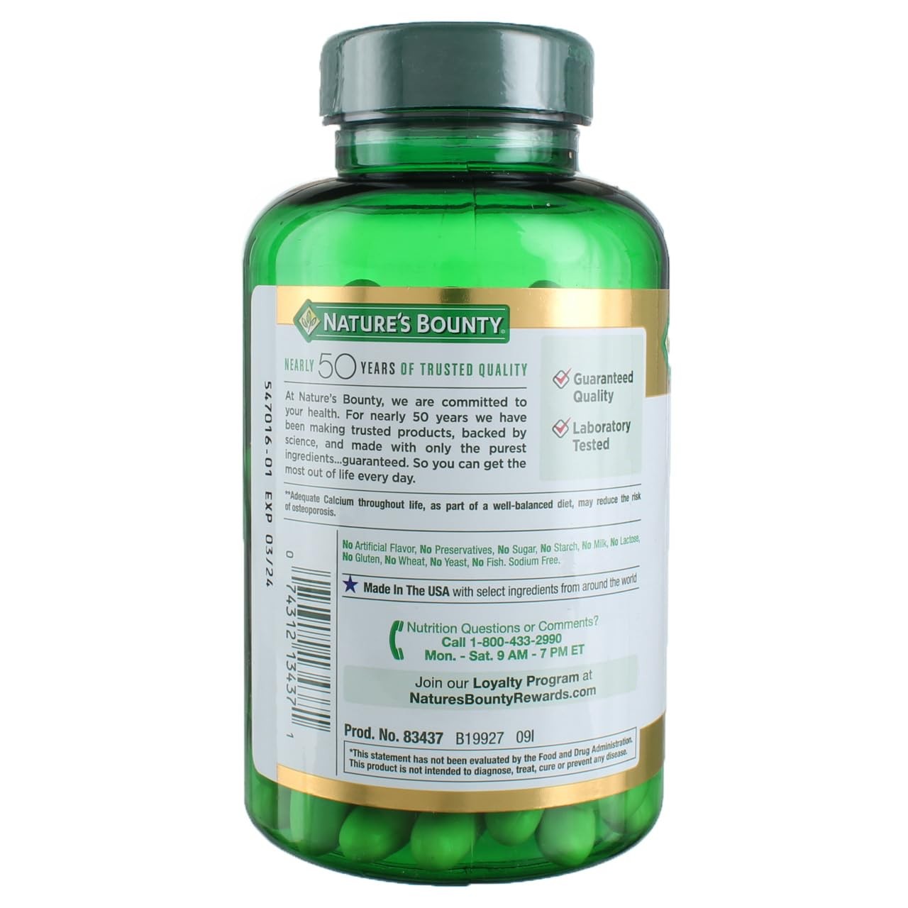 Nature’s Bounty Calcium 1200mg + D Softgels 120 ea (Pack of 4)