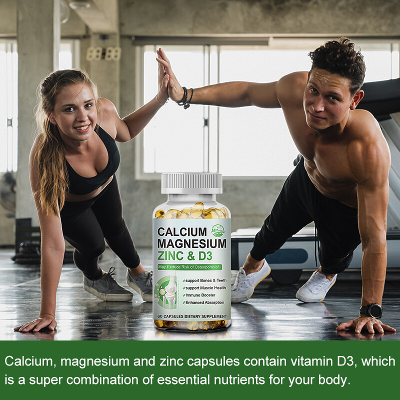 Calcium Magnesium Zinc + Vitamin D-3 Capsules, Bone Muscle Teeth Immune Support