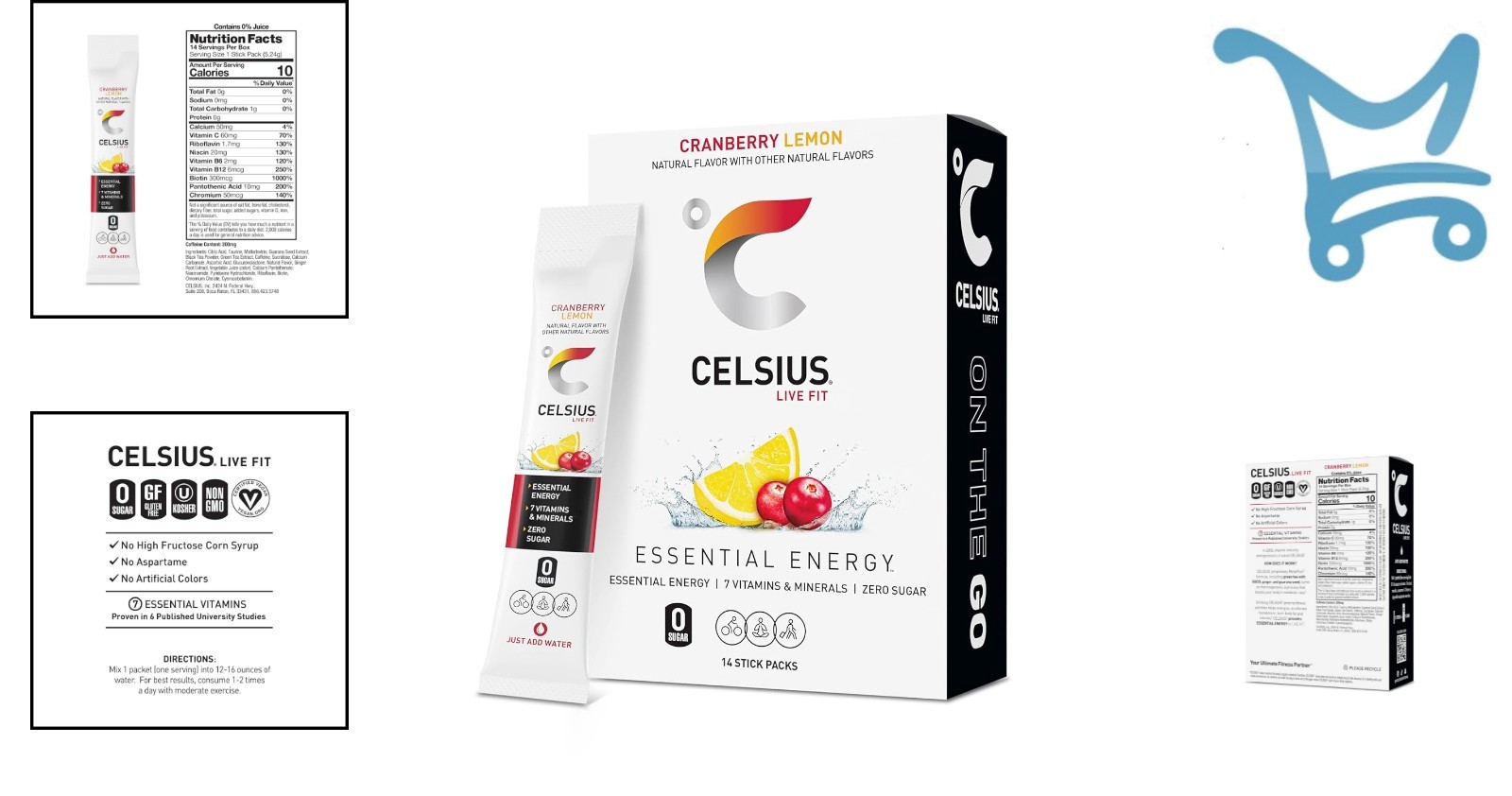 Cranberry Lemon Energy Drink Mix Sugar Free 14 Sticks On The Go
