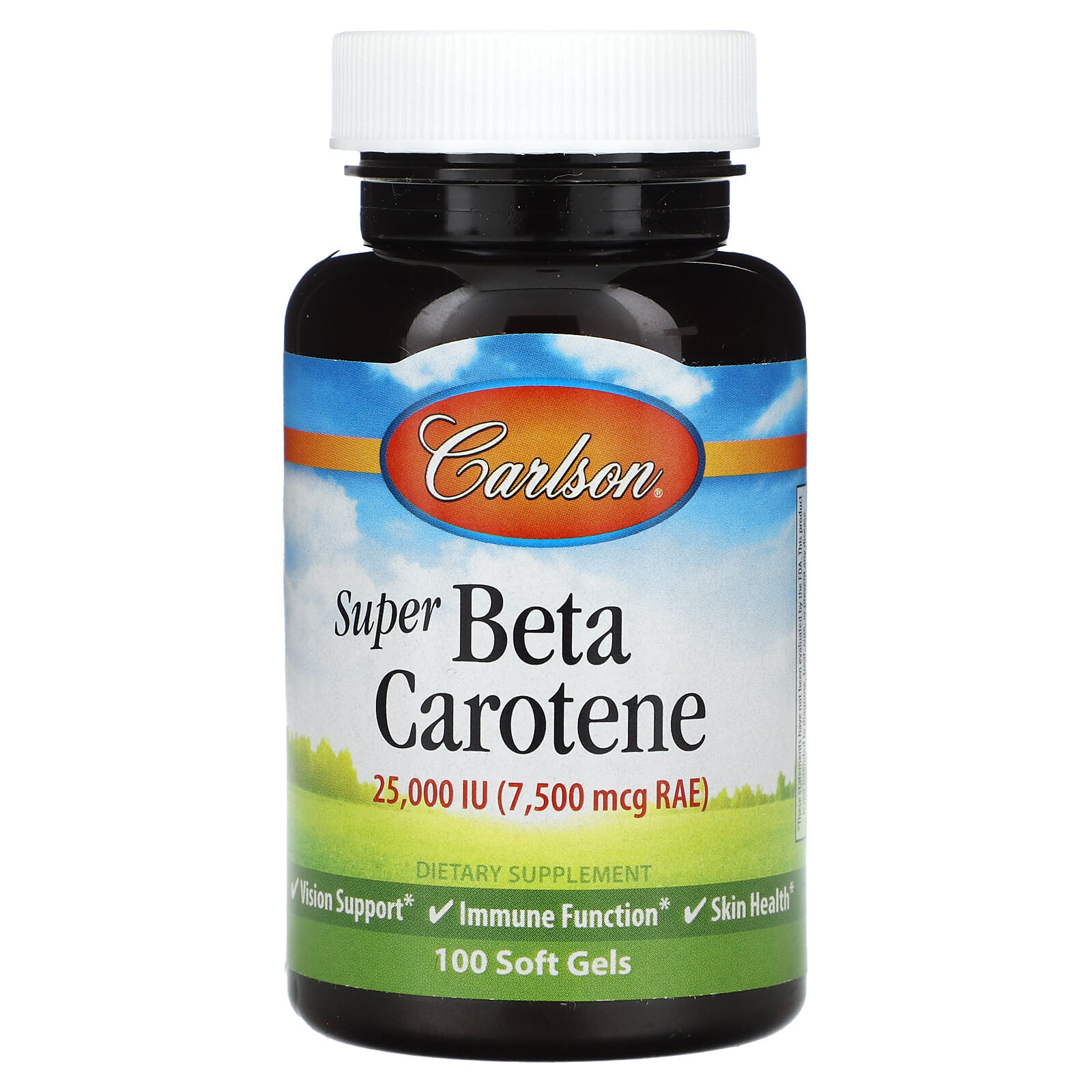 Super Beta Carotene, 7,500 mcg RAE (25,000 IU), 100 Soft Gels