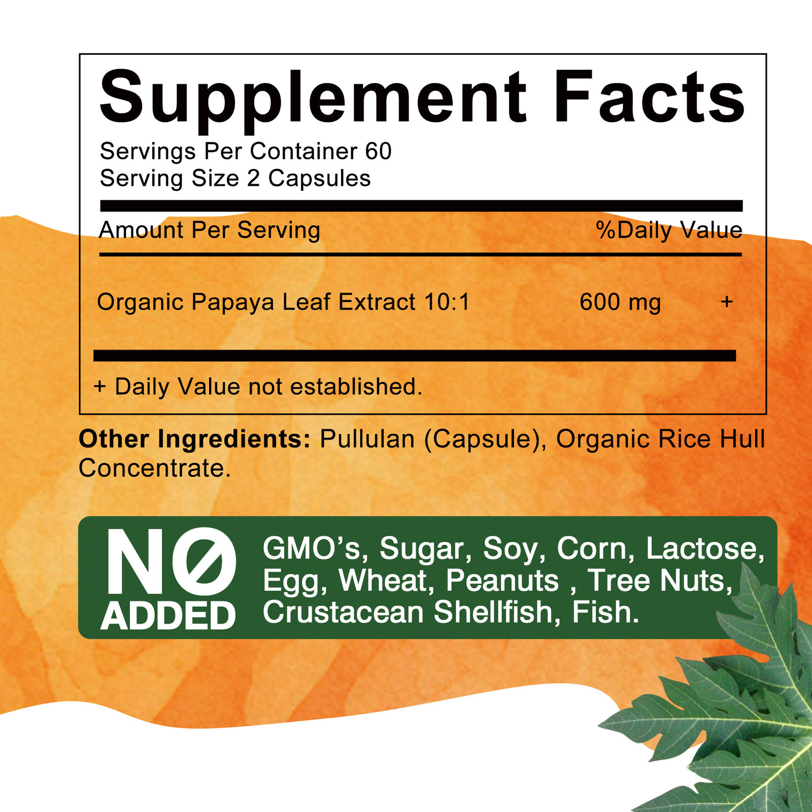 Papaya Leaf Extract Capsules -Support Digestive,Maintain Natural Platelet Levels