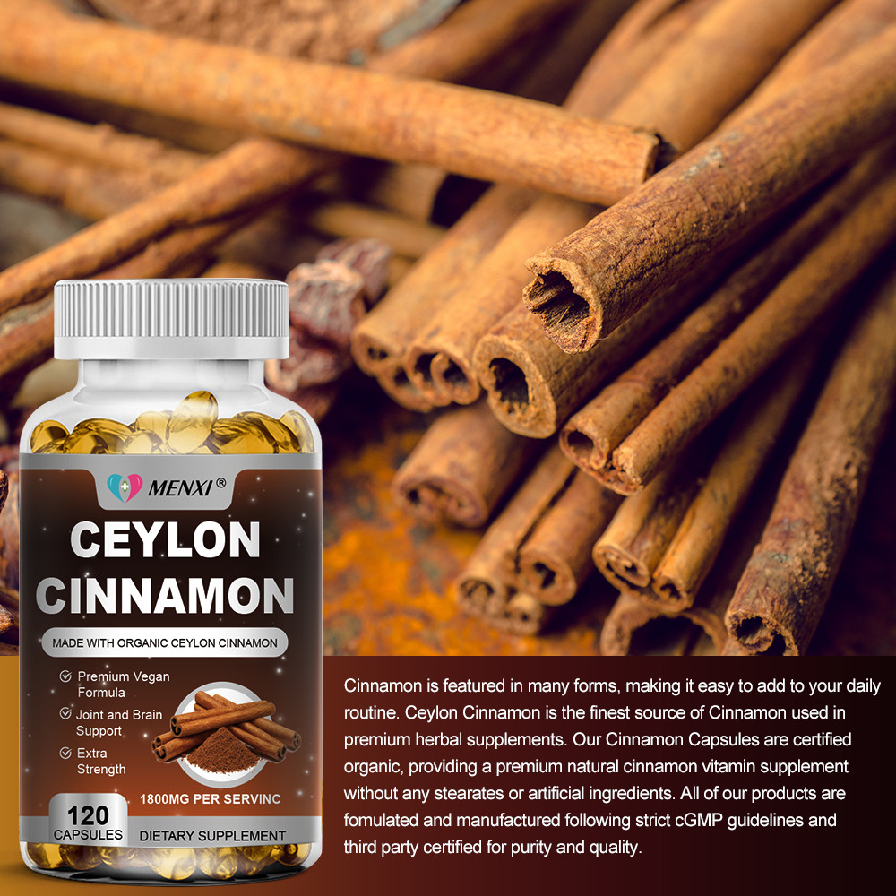 Organic 1800mg Ceylon Cinnamon Capsules Potency Blood Sugar Support 240 Pills
