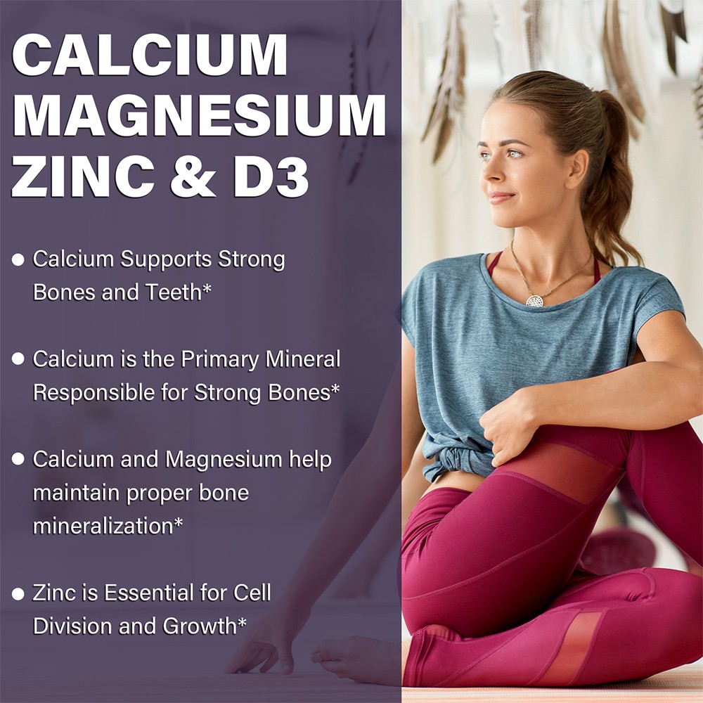 180 PCS Zinc Calcium Magnesium & Vitamin D Complex Supplement Vegetarian