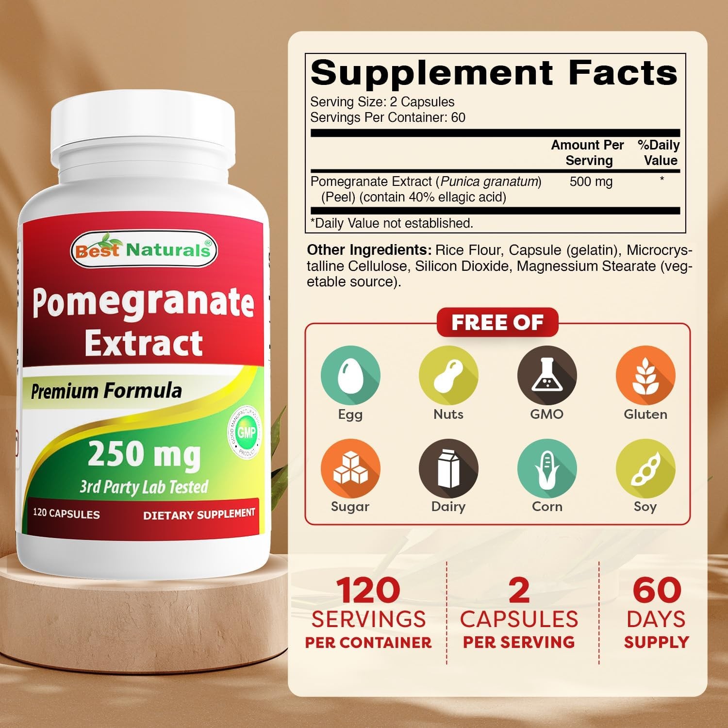 Pomegranate Extract 250 Mg 120 Capsules