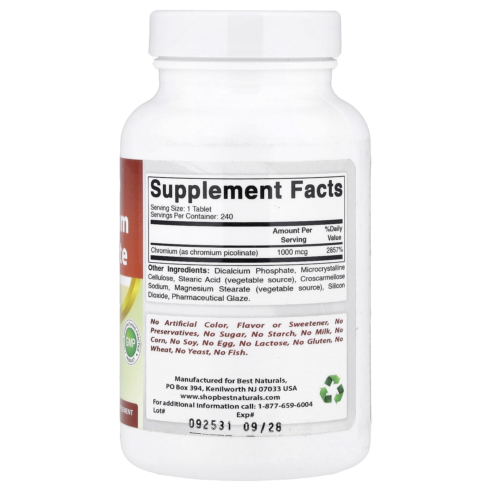 Chromium Picolinate, 1,000 mcg, 240 Tablets