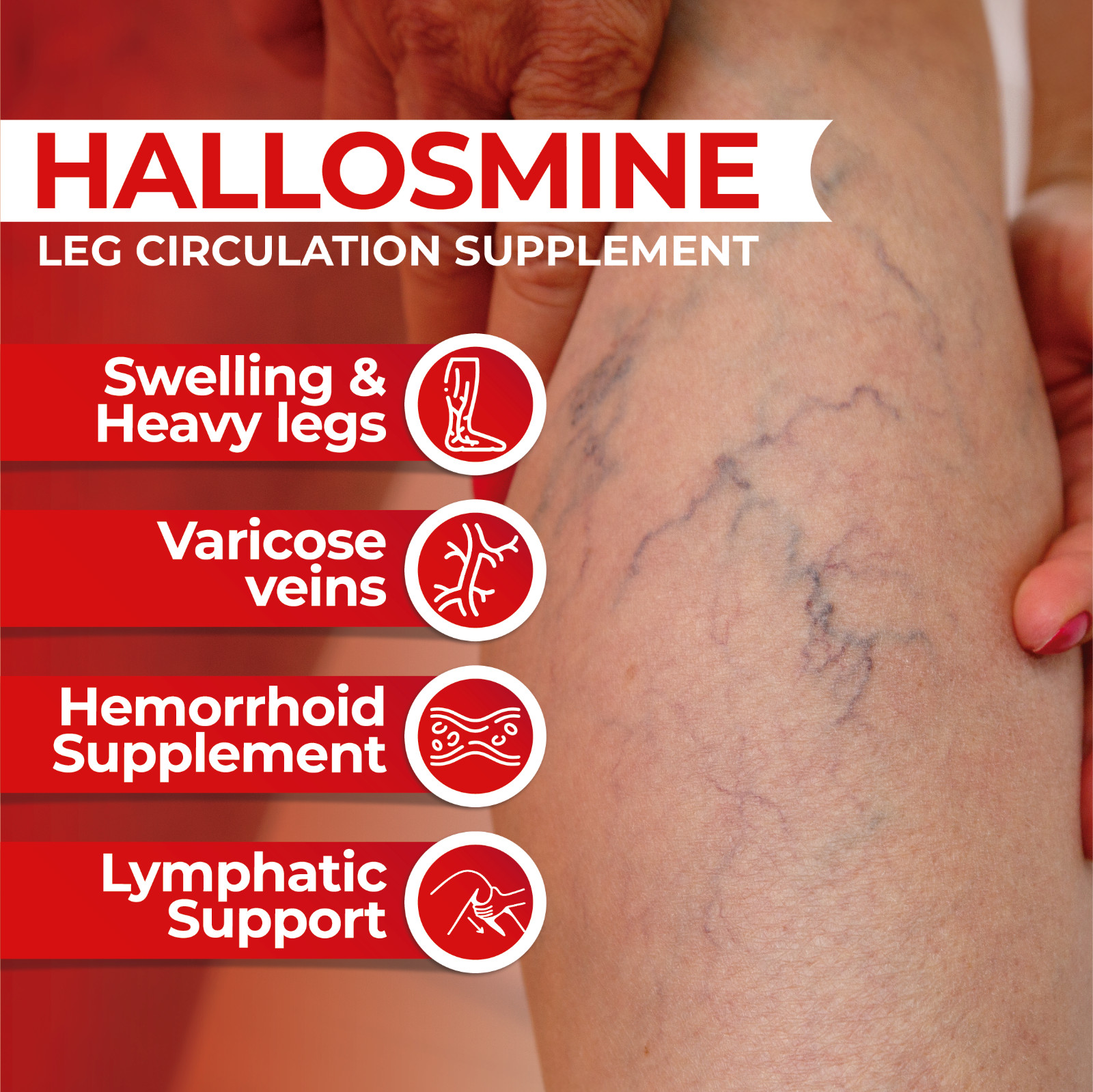 HALLOSMINE ULTRA Diosmin Hesperidin 650mg, Varicose Veins, Hemorrhoids, 60 caps