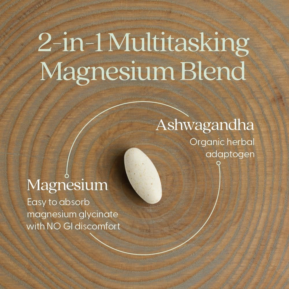 Magnesium + Ashwagandha Supplement, 325 mg with Magnesium Glycinate for Muscle R