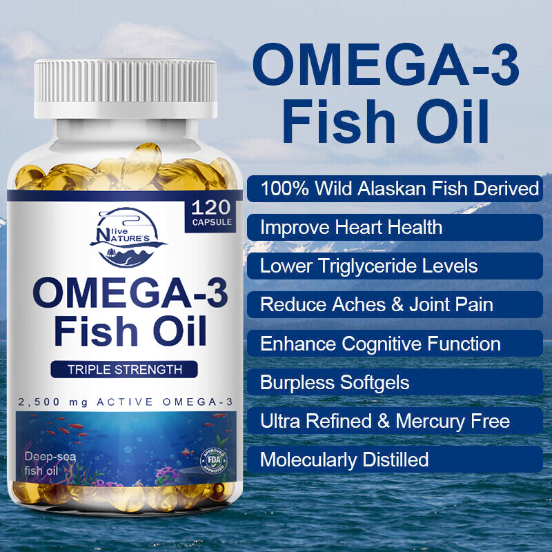 Omega 3 Fish Oil Capsule Triple Strength Highest Potency 2160MG EPA & DHA 10-120