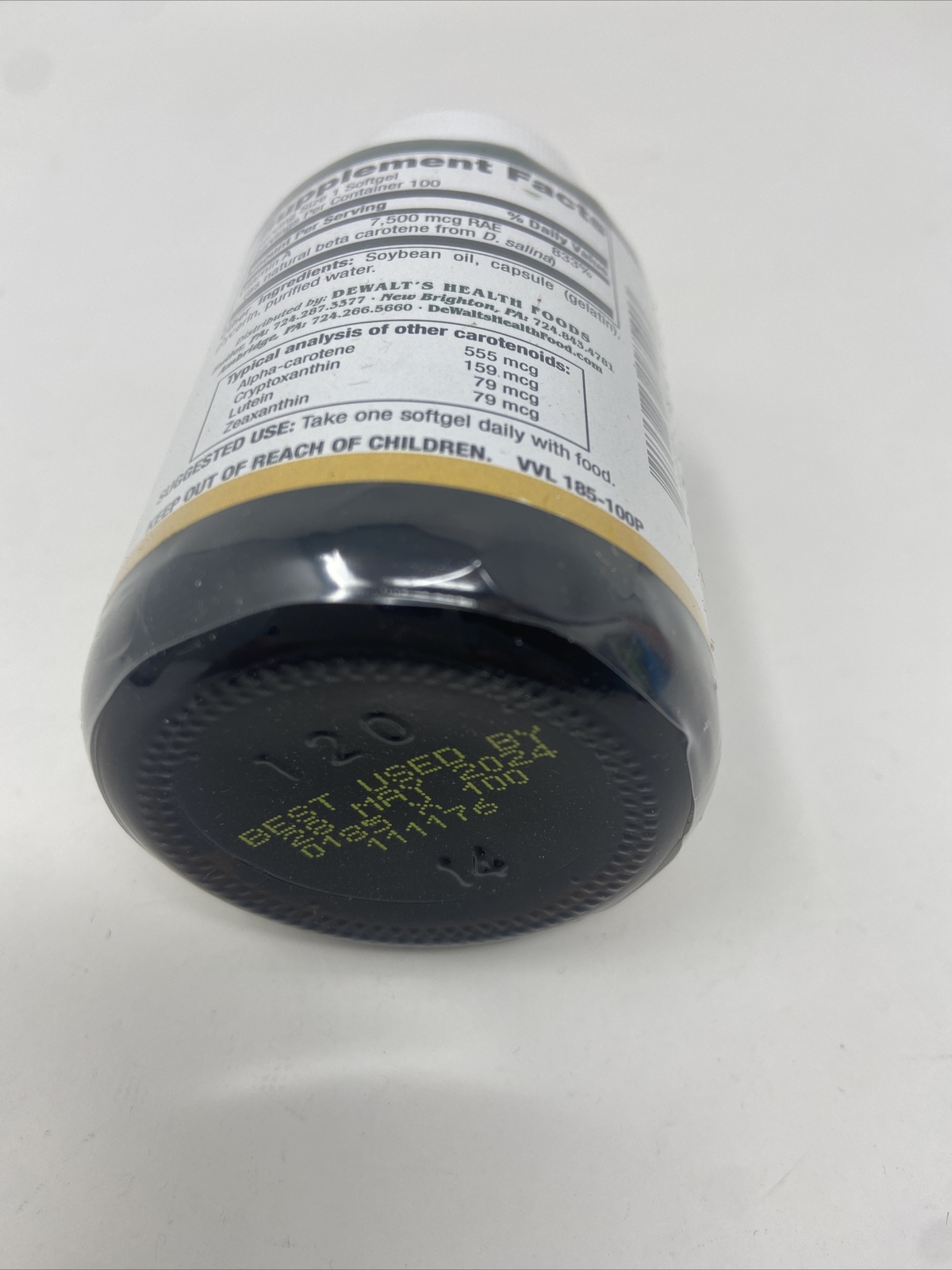 Natural Beta-Carotene 25,000 IU Plus other carotenoids 100 Softgels. New Sealed