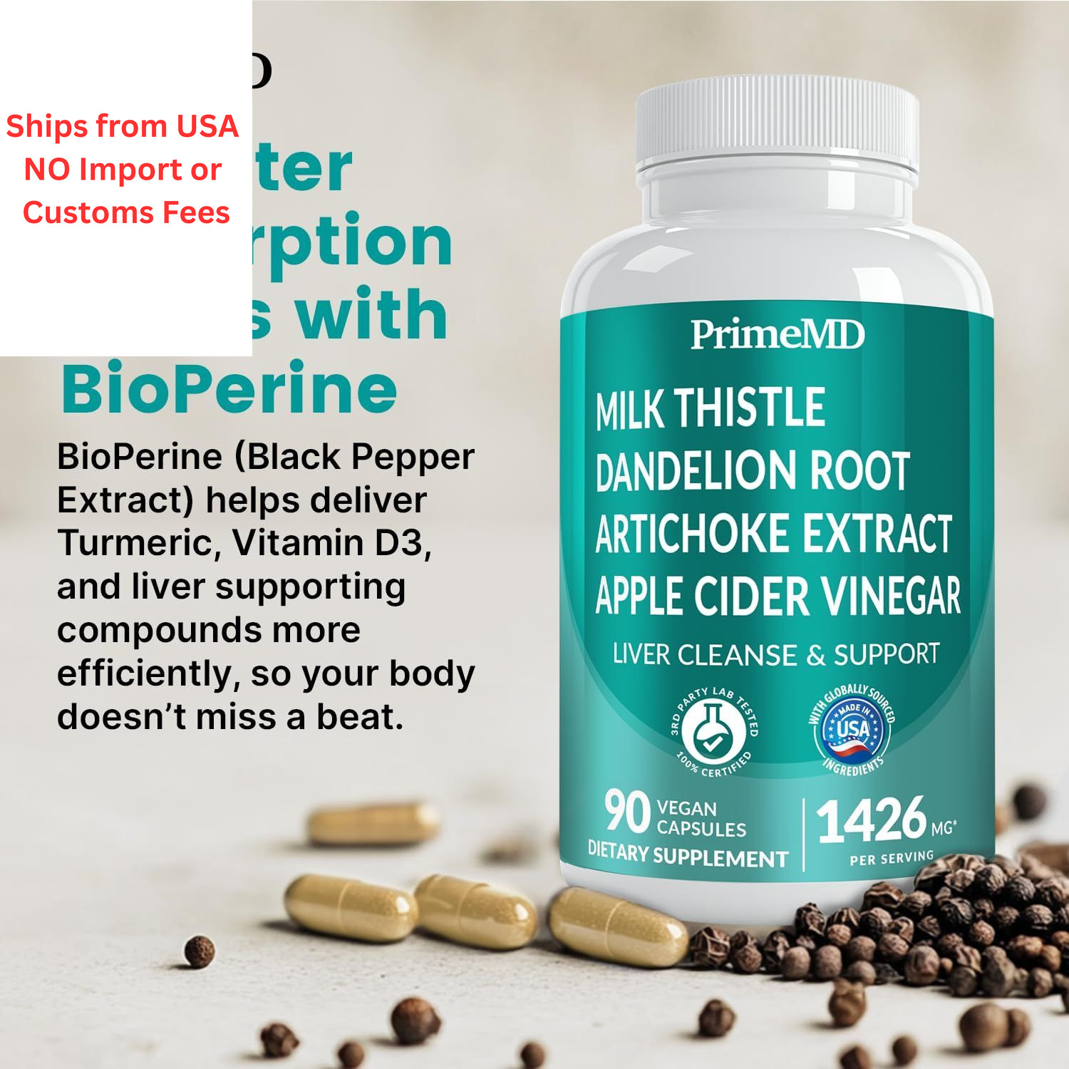 32-in-1 Liver Support with Milk Thistle Supplement – 90 Count (Pack of 1)