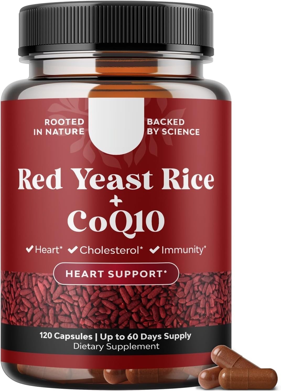 Arroz Levadura Roja 1200 mg Con CoQ10 Para Colesterol Saludable Corazón 120 Ct