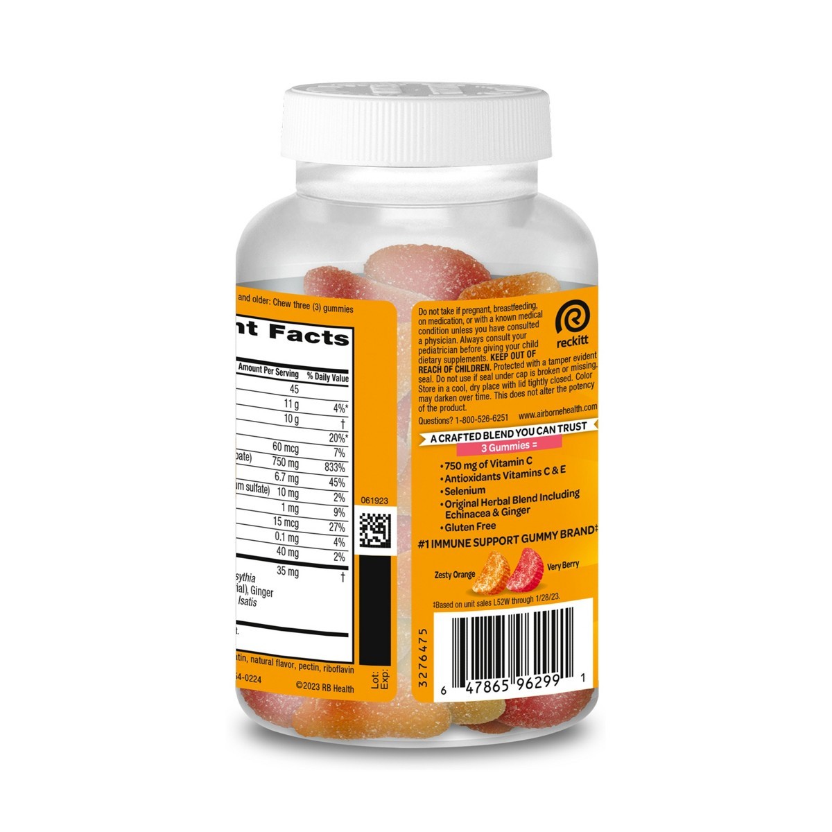 Airborne Immune Support Gummies with Vitamin C & Zinc – Assorted Fruit-63ct